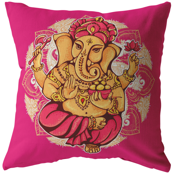 Lotus Ganesh Throw Pillow