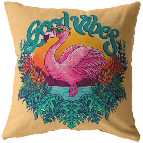 Good Vibes Flamingo Throw Pillows