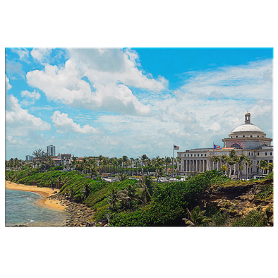 The Capitol and the Sea of Puerto Rico Oleo Style Painting Canvas Wall Art