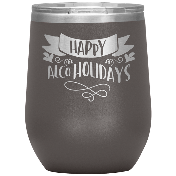 Happy AlcoHolidays 12oz Wine Tumbler