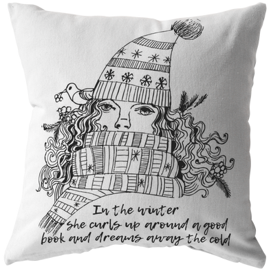 Winter Girl Throw Pillow