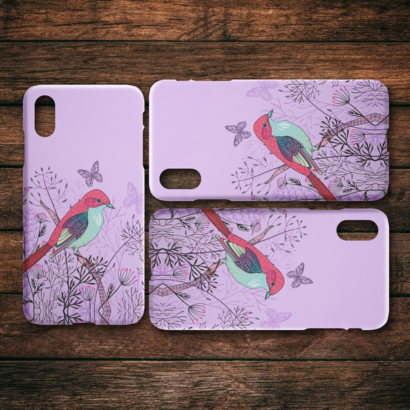 Purple Spring Bird iPhone Case