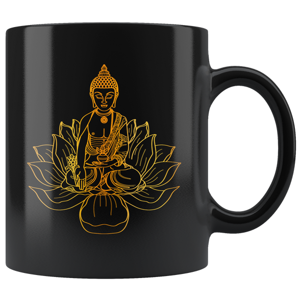 Buddha Lotus 11oz Black Mug