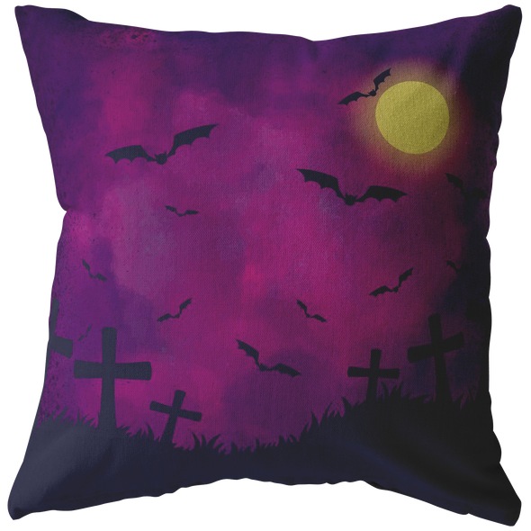 Purple Night Cementery Throw Pillow