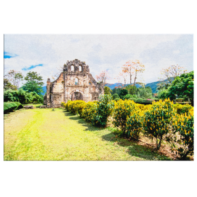 Ruinas de la Iglesia de la Inmaculada Concepción Costa Rica Watercolor Style Canvas Wall Art