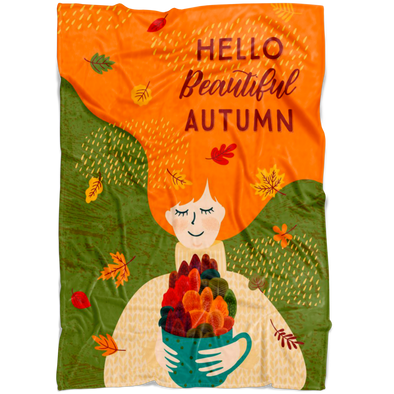 Hello Beautful Autumn Fleece Blanket