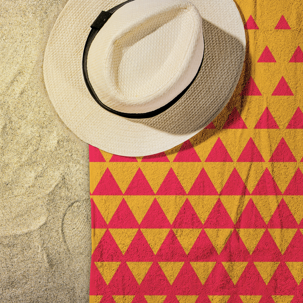 Geometric Red & Yellow Beach Towel