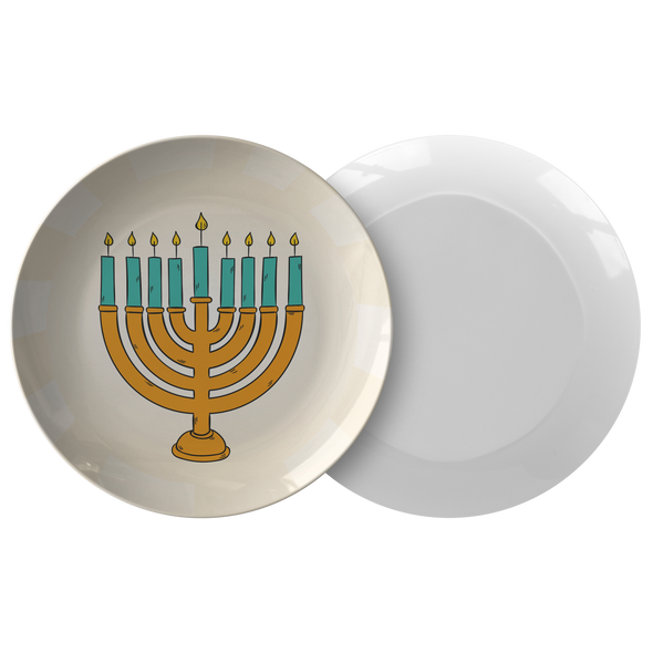 Happy Hanukkah - Golden Menorah 10" Dinner Plate