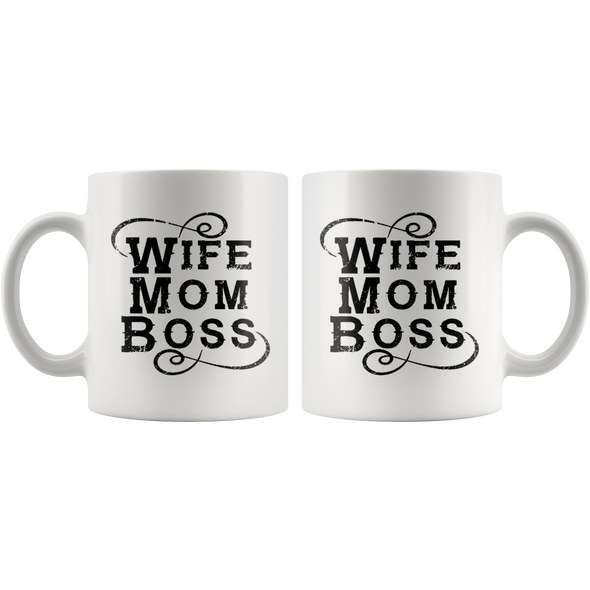 Wife Mom Boss 11oz White Mug
