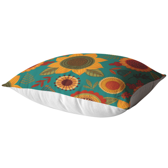 Funky Fall Flowers Throw Pillow