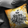 Happy Halloween Orange and Bats Throw Pillow