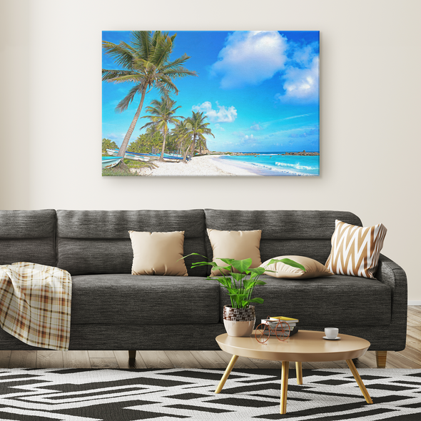 Playa Chen Río Mexico Oleo Painting Style Canvas Wall Art