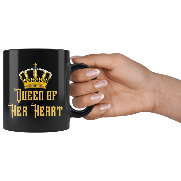 Queen Of Her Heart 11oz Matching Black Mugs