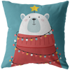 Bearly Christmas Lights Throw Pillow