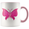 Pink Ribbon Butterfly 11oz Accent Mug