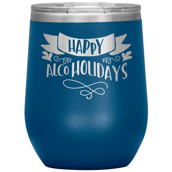 Happy AlcoHolidays 12oz Wine Tumbler